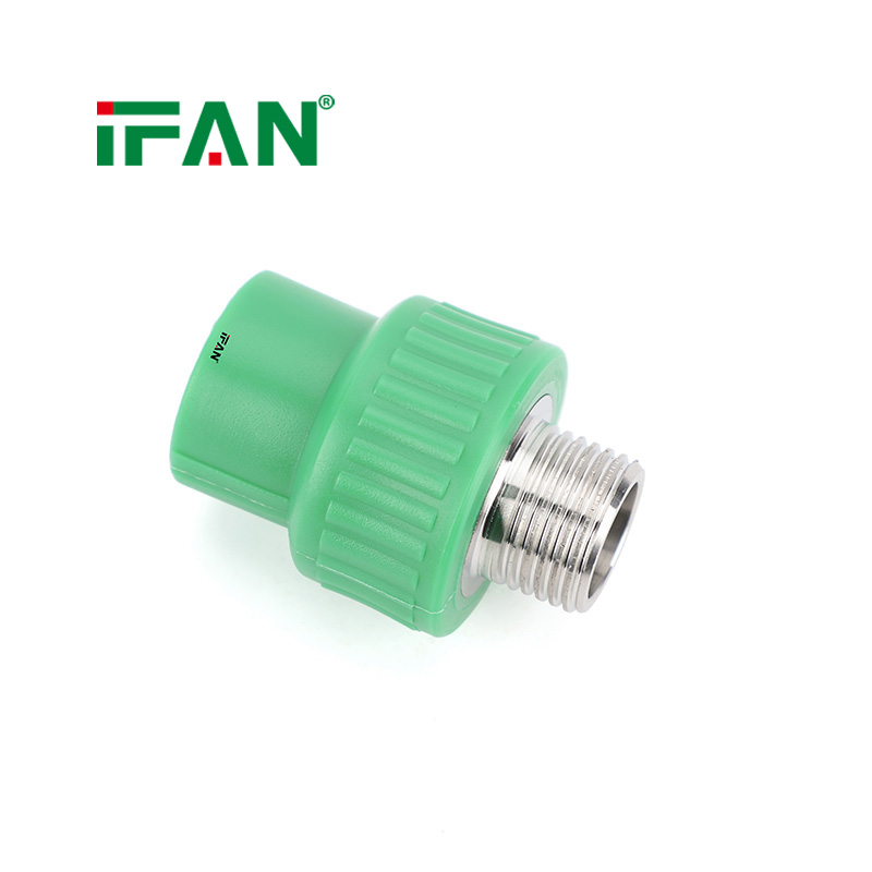 IFAN New Design PPR Water Pipe Fittings Male Threaded Socket Green Stainless Steel Insert PPR Pipe Fittings